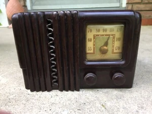 antique vintage delco tube radio bakelite art deco ribbon 1940s - Picture 1 of 24