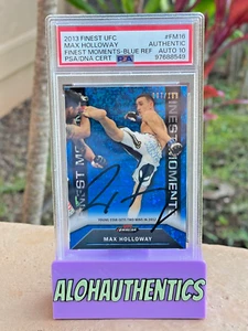 MAX HOLLOWAY SIGNED 2013 FINEST UFC MOMENTS BLUE /188 REFRACTOR ON CARD PSA AUTO - Picture 1 of 2