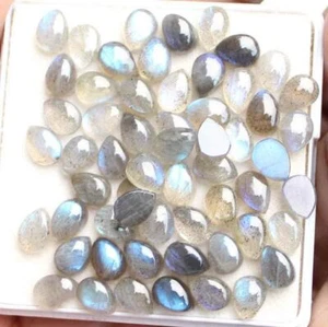 47.10 Ct Natural Labradorite 5*7 Mm Pear Top Quality Loose Cabochon Gemstones - Picture 1 of 3