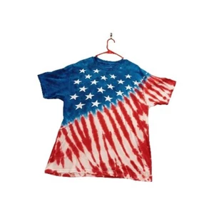 VTG LIQUID BLUE American Flag Tie Dye USA T-Shirt Short Sleeve Mens XL Y2K - Picture 1 of 6