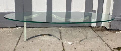 Vintage Charles Hollis? Lucite & Glass Coffee Table S Snake Wave Design MCM Cover