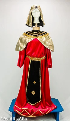 埃及女式红色黑色和金色丝绒和跛脚 4 件套礼服领腰带加大码 — 第 1/3 张图片