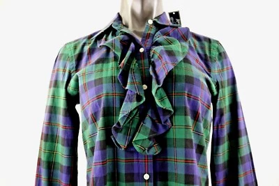 NUEVO Top de manga larga American Living con volantes para mujer con botones delanteros talla S Foto 1 de 4