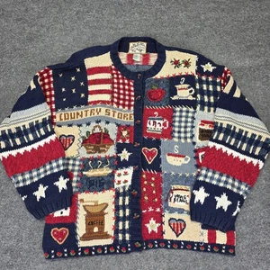 Heirloom Collectibles Damen Large Country Store Patchwork Cardigan Pullover  - Bild 1 von 5