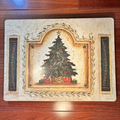 4 Vtg Pimpernel Placemats Premier Christmas Tree Cork-Backed  Kathryn White - Image 1 of 4