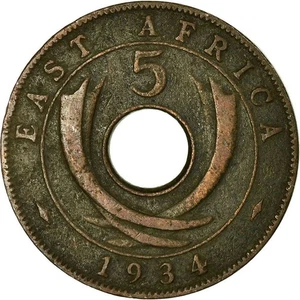 East Africa | 5 Cents Coin | Crown | Tusks | Km:18 | 1921 - 1936 - Picture 1 of 12