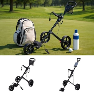 Golf Bag Pull Cart Folding Golf Trolley Golf Bag Cart Golf Pull Push Cart Fold - Picture 1 of 31