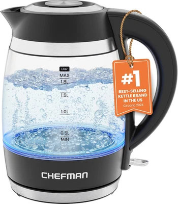 Chefman Electric Kettle, 1.8L 1500W, Hot Water Boiler, Removable Lid for Easy Cl - Image 1 of 4