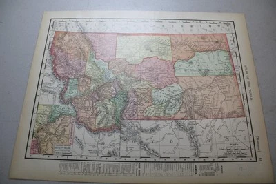1901 RAND-McNALLY Color Map of MONTANA, b/w IDAHO - Image 1 of 2