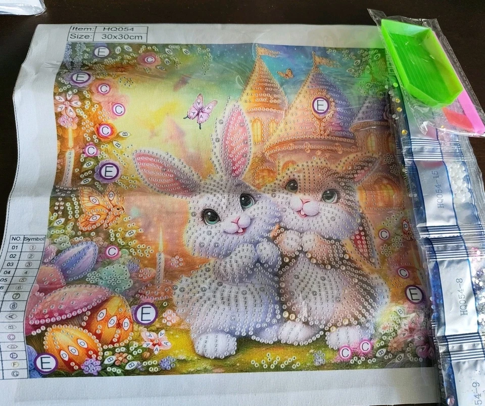 Diamond Painting 5D DIY PARTIAL 30x30cm 🐝 CUTE BUNNIES 55 🐝 Free Post - Imagem 1 de 2