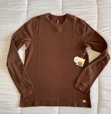 New Vuori Waffle Crew Mens Medium Hazelnut Brown Long Sleeve Thermal Knit $84 - Image 1 of 4