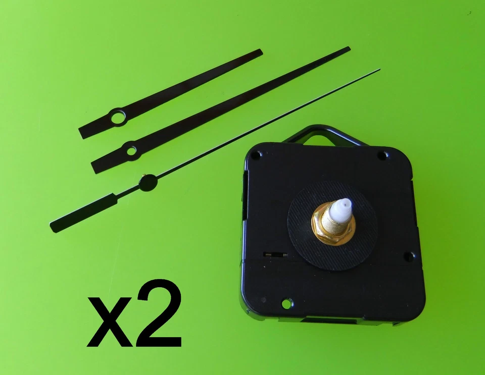 x2 mécanisme mecanisme mouvement horloge pendule aiguilles 6,20/9,50cm DIY - Photo 1/1