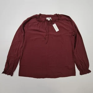 Velvet by Graham & Spencer Womens Blouse Burgundy Red Small Long Sleeves Top - Picture 1 of 7