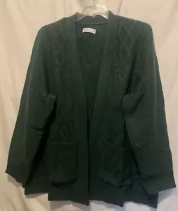 Croft & Barrow 1X Green Cable Knit Open Front Cardigan Sweater, long sleeves-NWT - Picture 1 of 3