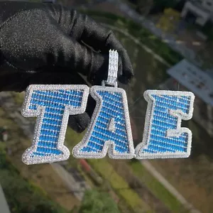 Hip Hop A-Z individueller Name Buchstaben Anhänger Halskette bunt 5A T Zirkon Schmuck - Bild 1 von 13
