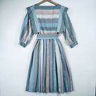 ACT ONE 1 New York Pastel Stripe Polyester Secretary Vintage Dress Womens Small
