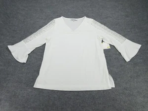 Kasper Shirt Womens Medium White Lace Long Sleeve Blouse Ladies M NEW Tags - Picture 1 of 15