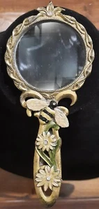 Vintage 6 1/2" Victorian-Style Magnifying Glass W/ Enameled Bumblebee & Flowers - Picture 1 of 9