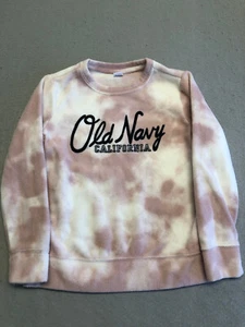 Old Navy Youth Girl's Medium/8 Sweatshirt Pink/White Tie-Dye Fleece Pullover - Picture 1 of 5