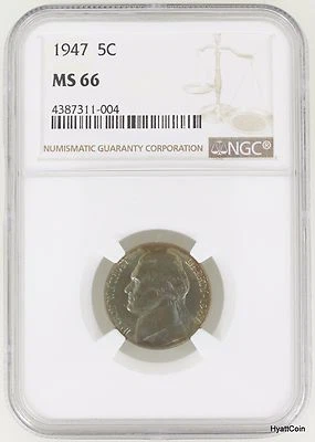 1947 P Jefferson Nickel 5C NGC MS66 Toned - Image 1 of 2