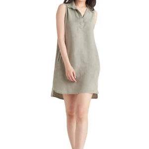 Black Tape Womens Medium Collared Sleeveless Dress Washed Sage Green FLAWED READ - Picture 1 of 9