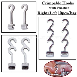 10pcs Dental Orthodontic Crimpable Hooks Multi Function Long Curved Left/Right - Picture 1 of 12