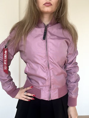 Alpha Industries  Pink Bomber Jacket Womans S size Full Zip - Imagem 1 de 4