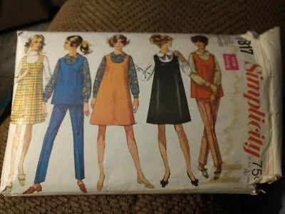 Simplicity Vintage 1968 Pattern #7817 Maternity Jumper, Top, Blouse, Pants Sz 12 - Image 1 of 4