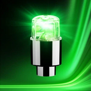 4pcs Green Car Tire Tyre Wheel Dust Stem Air Valve Caps Stem LED Light Cover - Picture 1 of 7