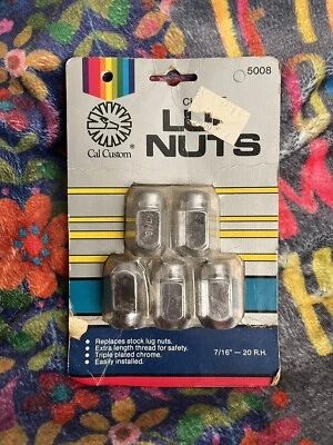 "Tuercas cromadas personalizadas Cal 1985 vintage 7/16"" diestro roscas extra largas #5008" Foto 1 de 2