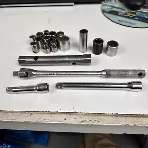 3/8 Dr Socket Lot 12 Craftsman Kobalt Proto Husky Breaker Bar Stanley Extension - Picture 1 of 11