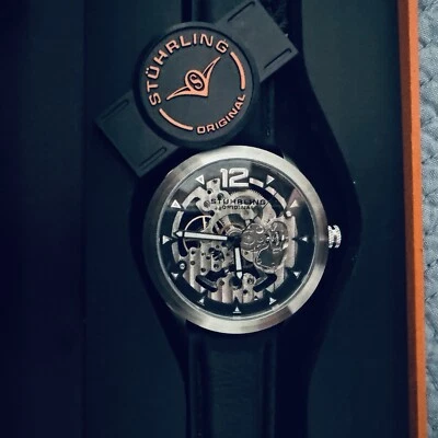 Stuhrling Legacy Watch Men's Black Dial 45mm Stainless Steel Case Leather Strap - Image 1 of 4