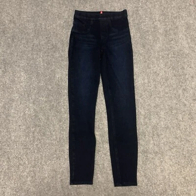 Pantalones de mezclilla desgastados de tiro alto Spanx para mujer talla XS azul lavado oscuro Foto 1 de 4