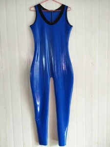 100% Latex Rubber Dunkelblau Sling Bodysuit Kostüm Anzug Suit Tight Zipper Party - Bild 1 von 5