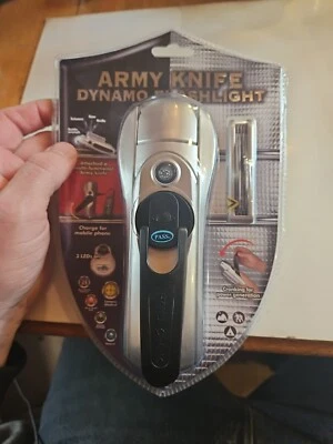 Army Knife Dynamo Flashlight: Cranking/Power, Charge Mobile Phone & Multi Knife - Image 1 of 4