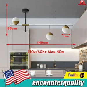 3-Light Modern Linear Bubble Chandelier Glass Ball Pendant Ceiling Light Fixture - Picture 1 of 6