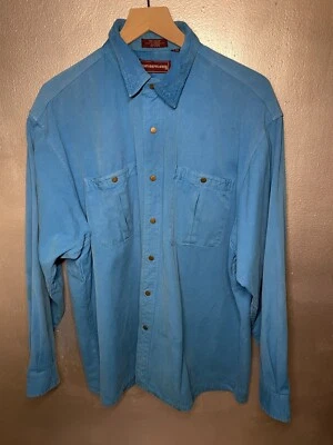 Camisa de trabajo vintage Chaps Ralph Lauren para hombre XL azul pana Foto 1 de 4