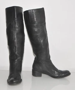 Nine West BuckUp Black Genuine Leather PullOn Women's Knee Boots Size 8½M DEFECT - Picture 1 of 7