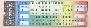 Merle Haggard Marty Robbins 1978 Tour Inutilisé Concert Ticket Long Plage Arena - Picture 1 of 1