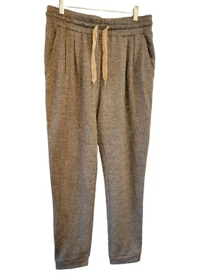 Pantalones deportivos H&M talla mediana gris plata oropel brillo terciopelo cordón C23 Foto 1 de 4