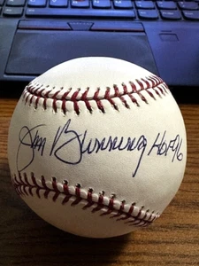 JIM BUNNING 3 SIGNED AUTOGRAPHED OML BASEBALL! Phillies, Tigers! "HOF 96"! - Picture 1 of 2