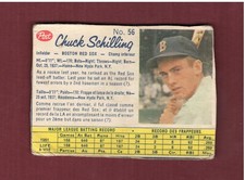 1962 CANADIAN Post Cereal baseball: #56 CHUCK SCHILLING, Red Sox | hand cut type