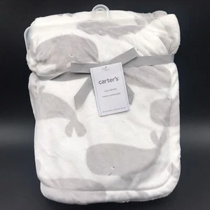 Carter's Baby Blanket Whales Nautical Sperm Whale Gray White - Picture 1 of 6