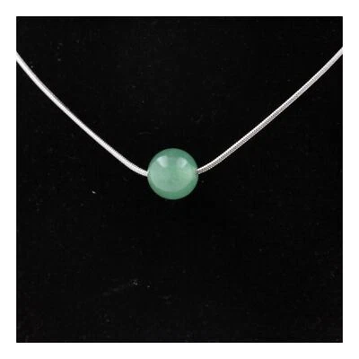 Steine Und Mineralien. Halskette Mit 1 Perle Aventurin 8 Mm Kette Aus Edelstahl - Bild 1 von 3