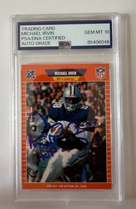 Michael Irvin "HOF 07" Autographed 1989 Pro Set Rookie Card (PSA Auto Grade 10) - Picture 1 of 2