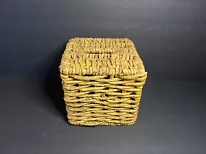 Natürliches Seegras geflochtenes Korb Rustikal Küste Quadrat Tissue Box Abdeckung 6 x 6" - Bild 1 von 7