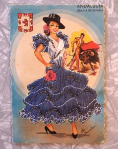 Vintage Spanish Beaded Postcard Andalucia Gracia De Aspana - Picture 1 of 5