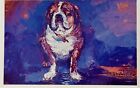 Bulldog Dog Artwork Print 1993 Tigra Morris Katz Vintage Postcard Israel