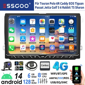 Android 14 Carplay Autoradio 6+128G GPS DSP 4G Für VW GOLF 5 Touran Caddy Kamera - Bild 1 von 15
