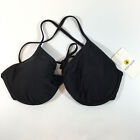 Body Glove Womens Black Comfort Back Knot Underwired Bikini Top Swimwear Size E